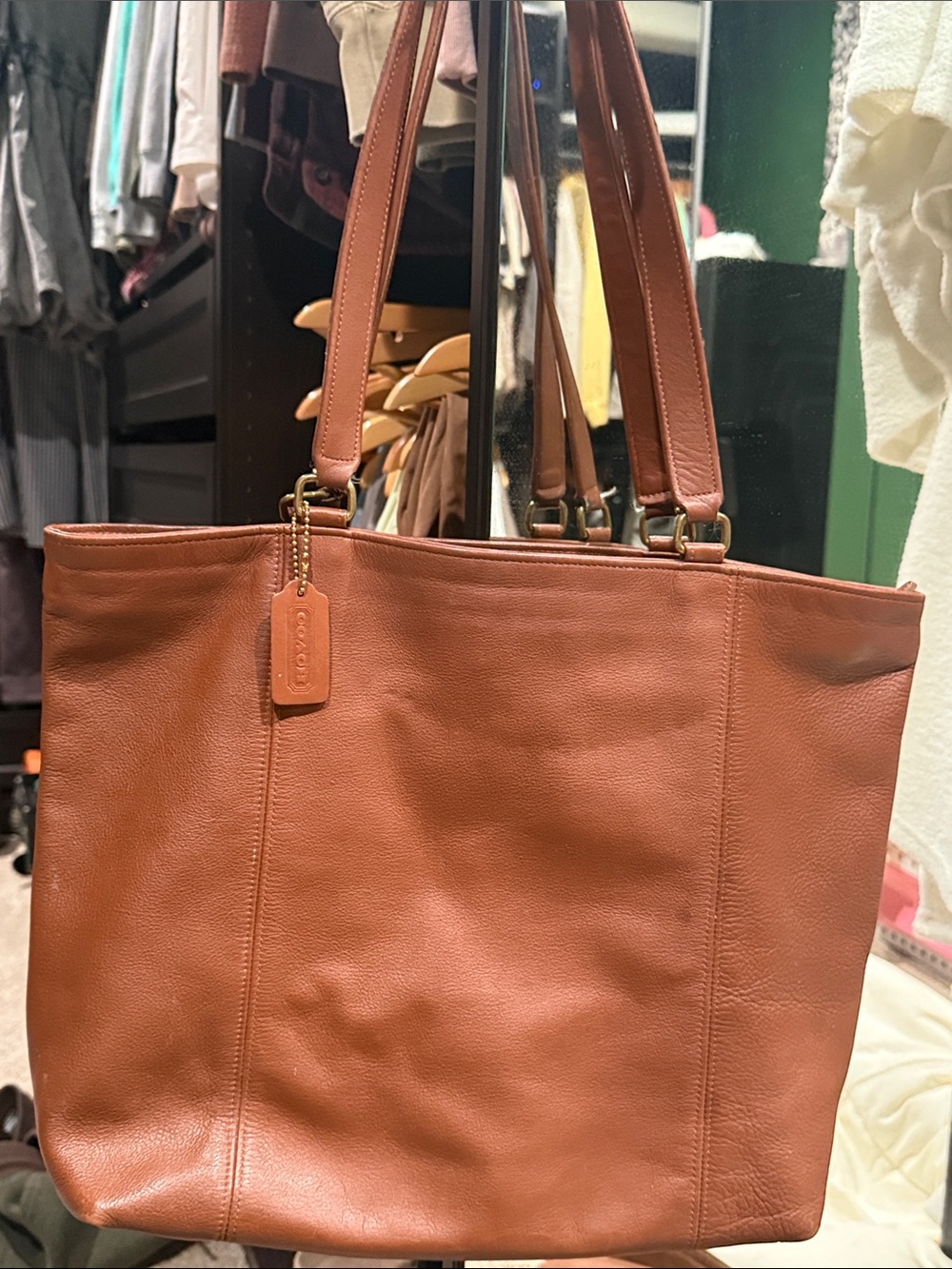 Coach Leather Tote in Chestnut Brown